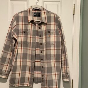 Carhartt Women's Gray, Cream & Rust Plaid Lightweight Shirt Jacket